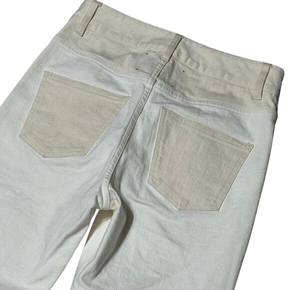 WENDELBORN Studio Jean 2-Tone High Waist Straight Leg Denim White Tan EUC 26 - Picture 5 of 7